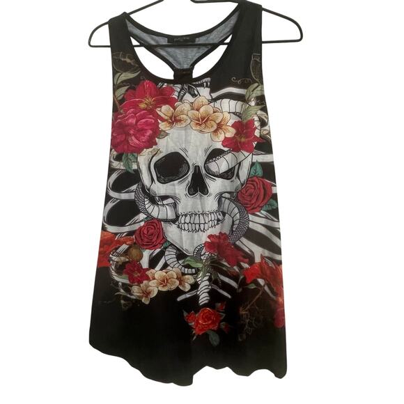 LoveU. Dear Women’s Grunge Skull Racer Back Tank Sz XL Whimsygoth  Style - Picture 1 of 10